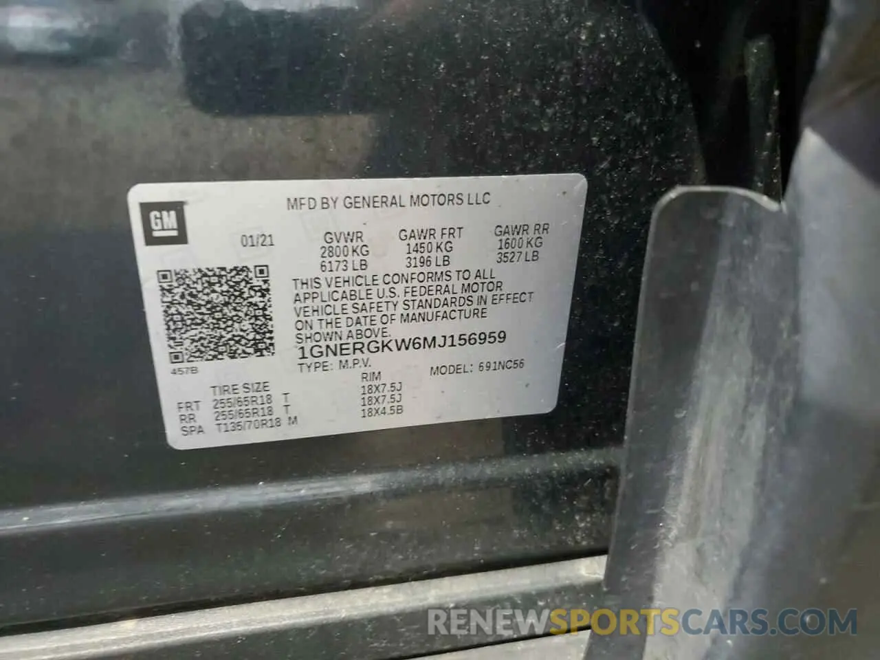 13 Photograph of a damaged car 1GNERGKW6MJ156959 CHEVROLET TRAVERSE 2021