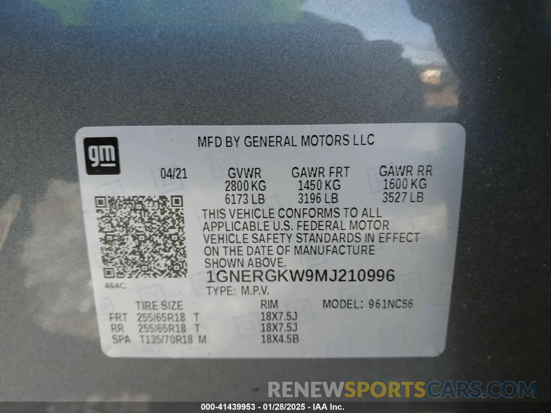 9 Photograph of a damaged car 1GNERGKW9MJ210996 CHEVROLET TRAVERSE 2021