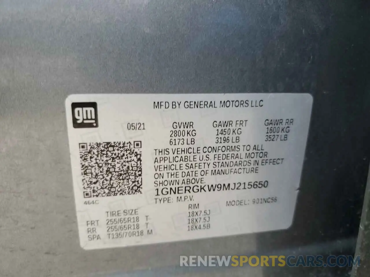 13 Photograph of a damaged car 1GNERGKW9MJ215650 CHEVROLET TRAVERSE 2021