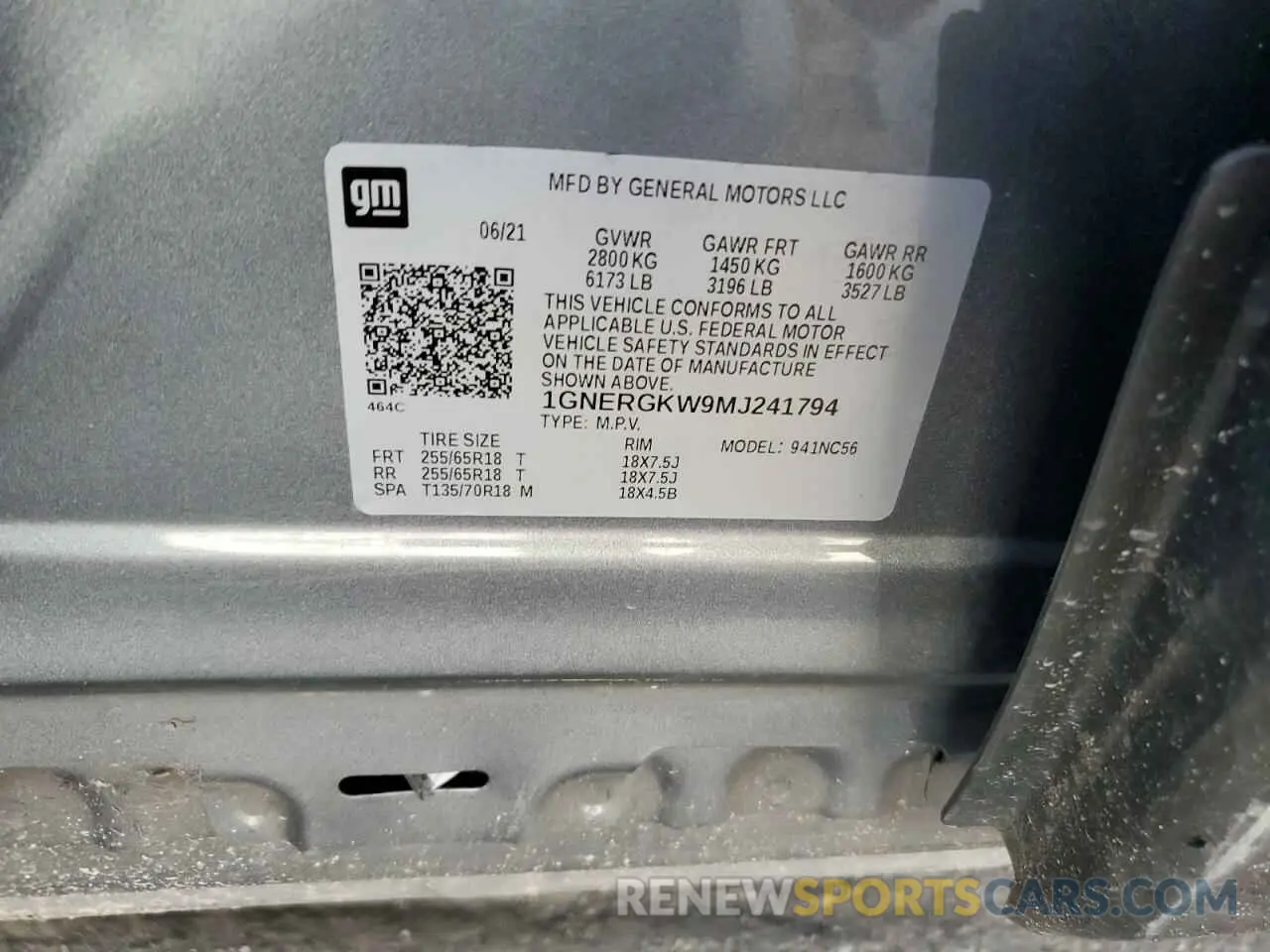 13 Фотография поврежденного автомобиля 1GNERGKW9MJ241794 CHEVROLET TRAVERSE 2021