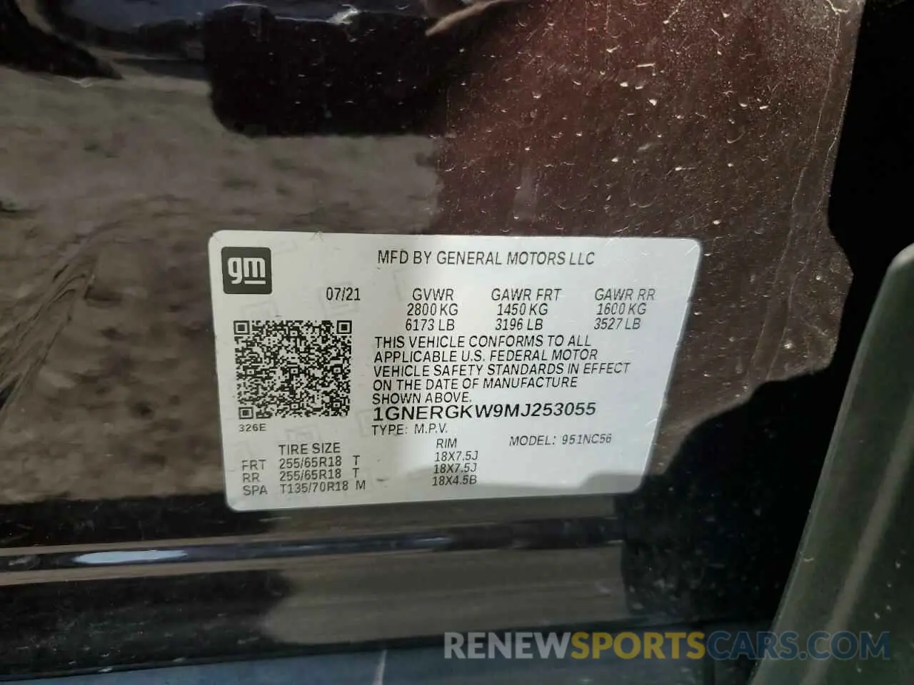 13 Фотография поврежденного автомобиля 1GNERGKW9MJ253055 CHEVROLET TRAVERSE 2021