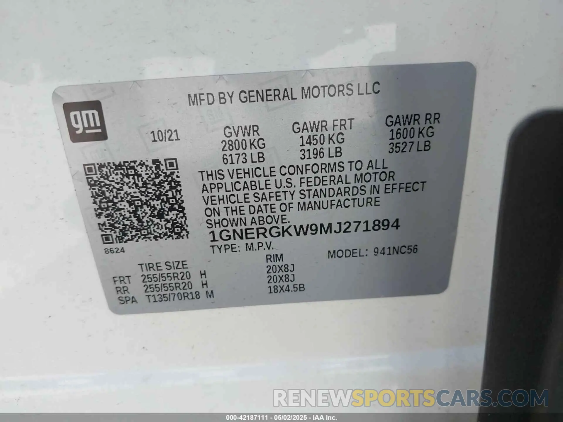 9 Photograph of a damaged car 1GNERGKW9MJ271894 CHEVROLET TRAVERSE 2021