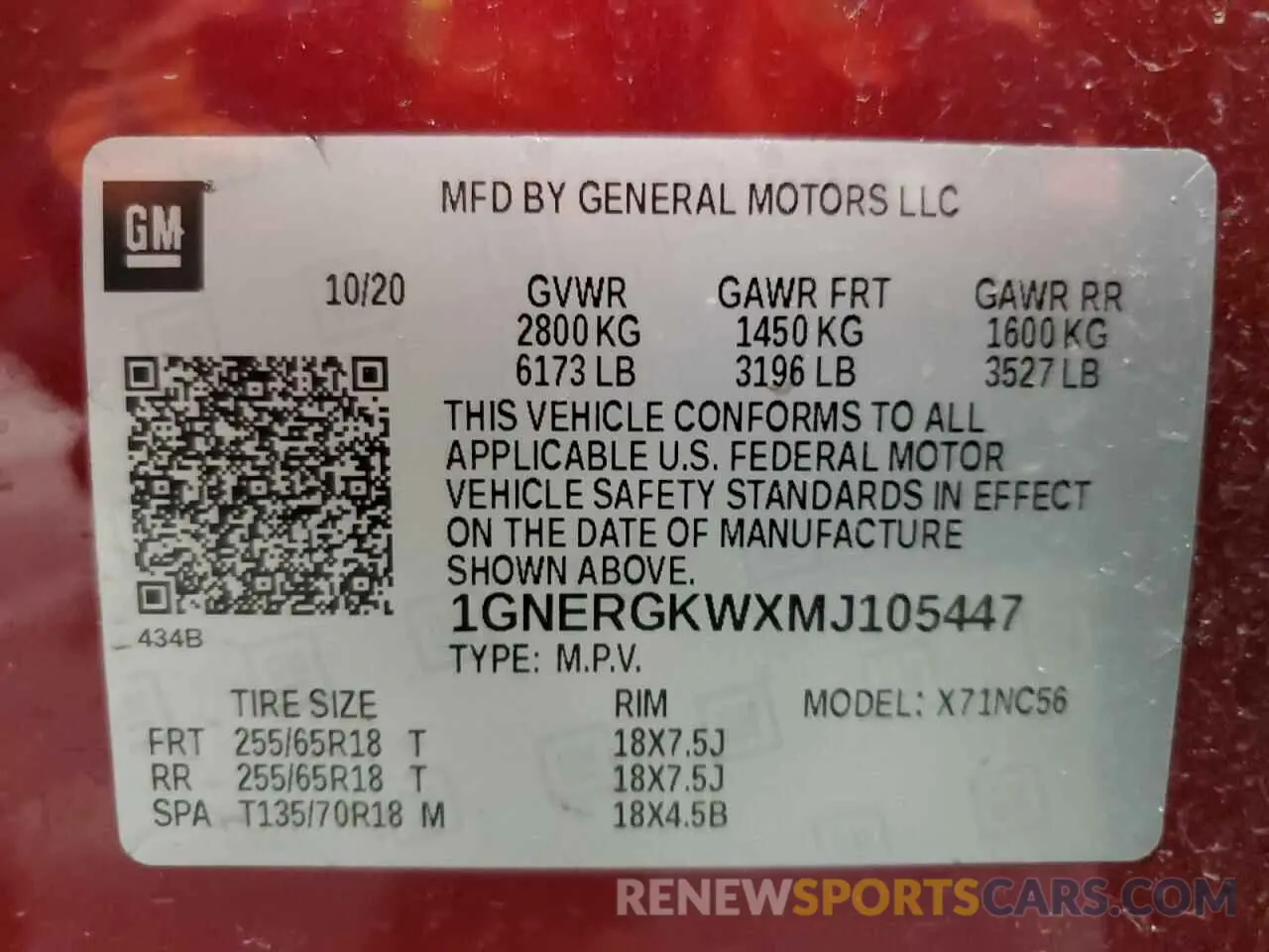 14 Фотография поврежденного автомобиля 1GNERGKWXMJ105447 CHEVROLET TRAVERSE 2021