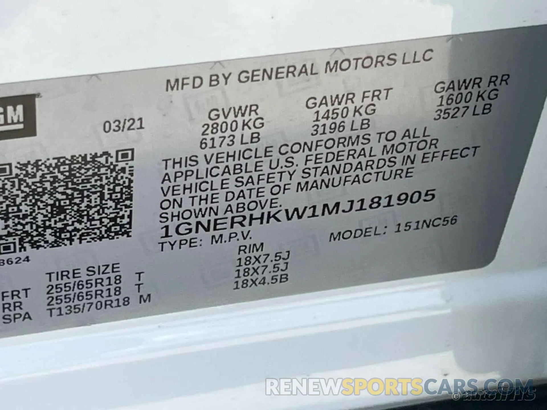3 Photograph of a damaged car 1GNERHKW1MJ181905 CHEVROLET TRAVERSE 2021