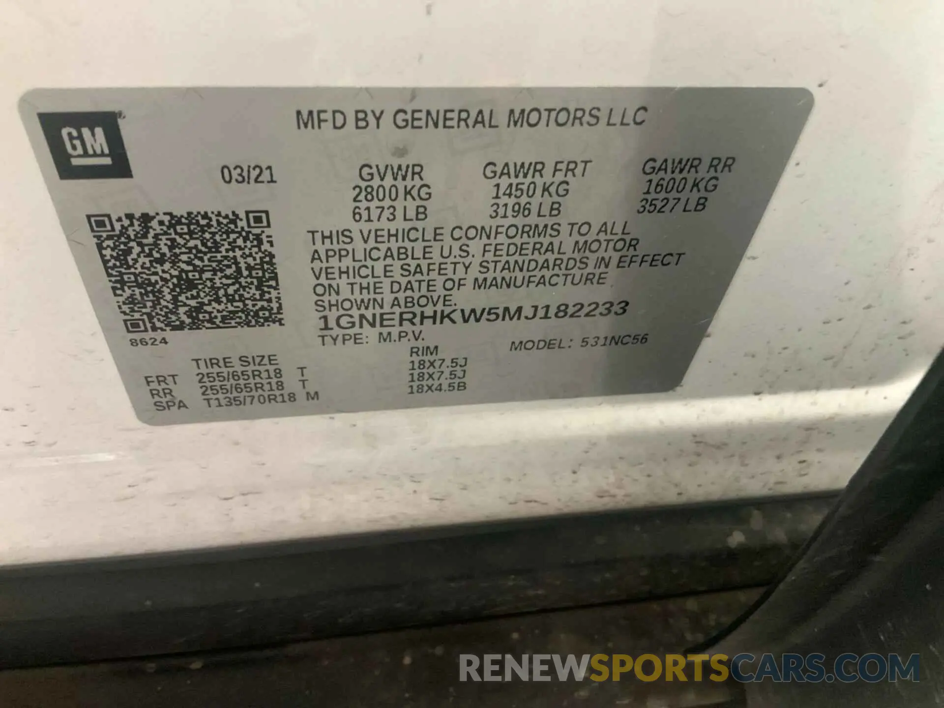 22 Photograph of a damaged car 1GNERHKW5MJ182233 CHEVROLET TRAVERSE 2021
