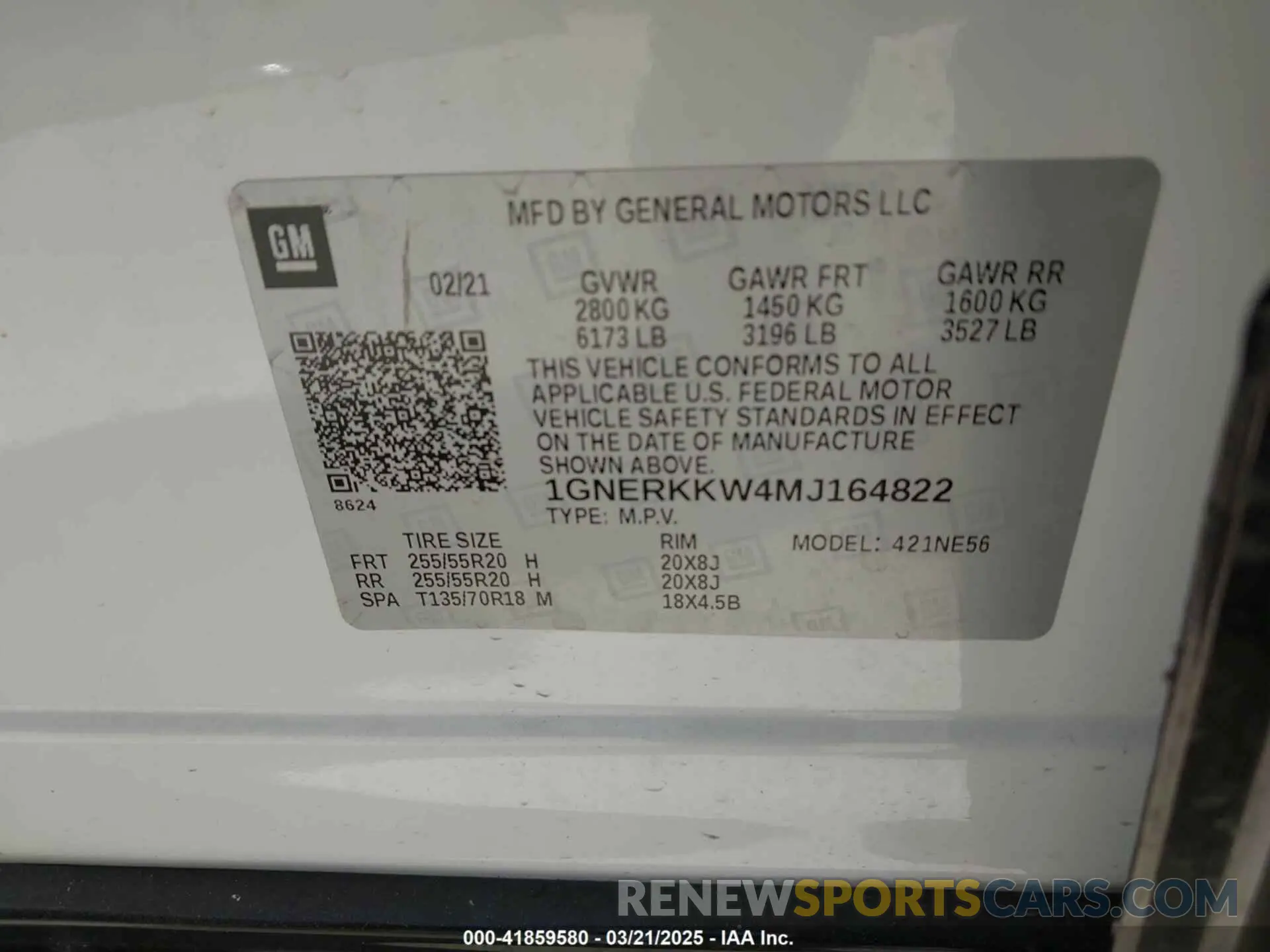 9 Фотография поврежденного автомобиля 1GNERKKW4MJ164822 CHEVROLET TRAVERSE 2021