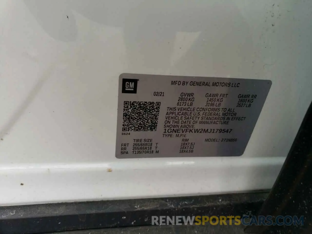 15 Photograph of a damaged car 1GNEVFKW2MJ179547 CHEVROLET TRAVERSE 2021