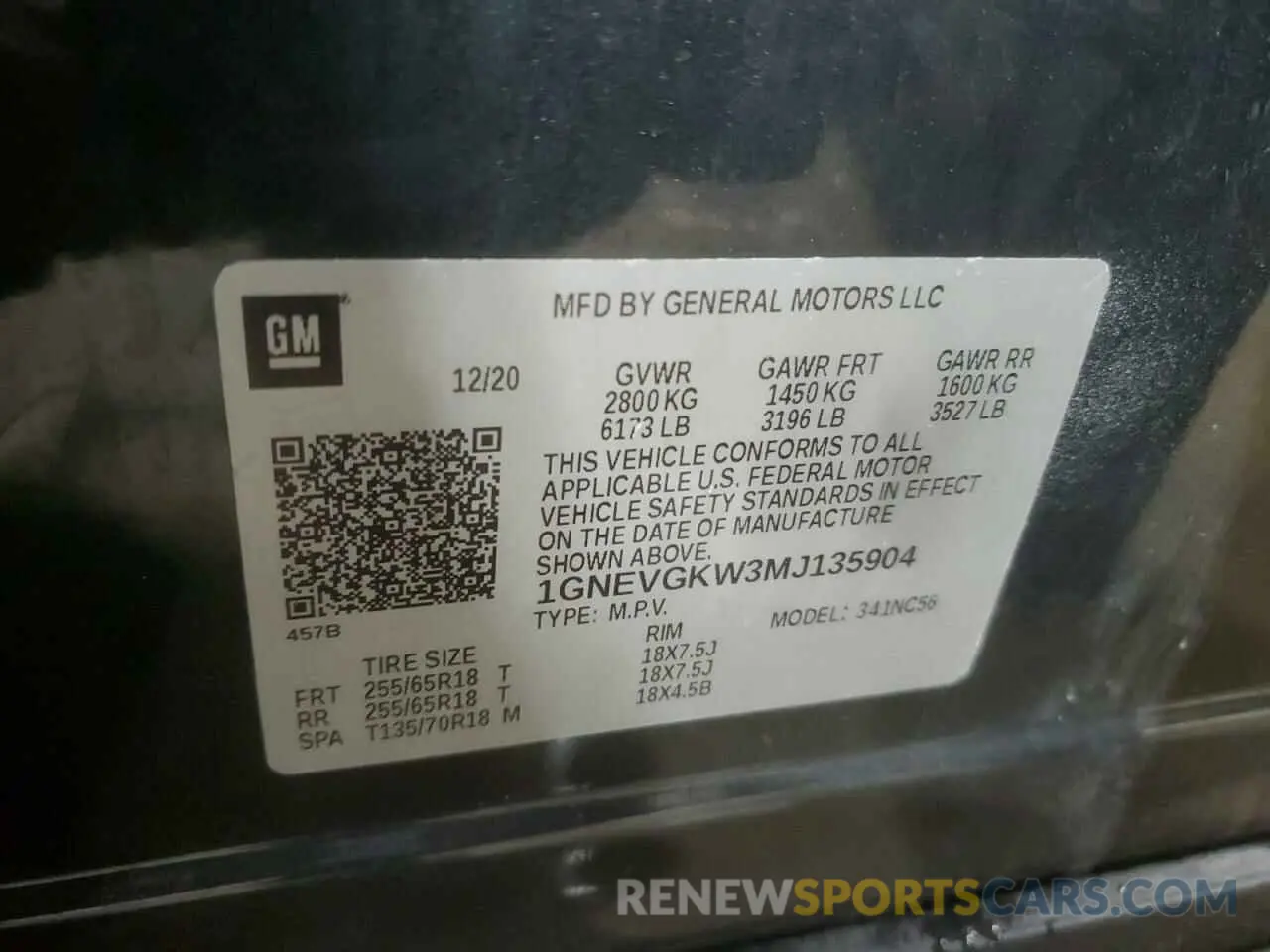 13 Фотография поврежденного автомобиля 1GNEVGKW3MJ135904 CHEVROLET TRAVERSE 2021