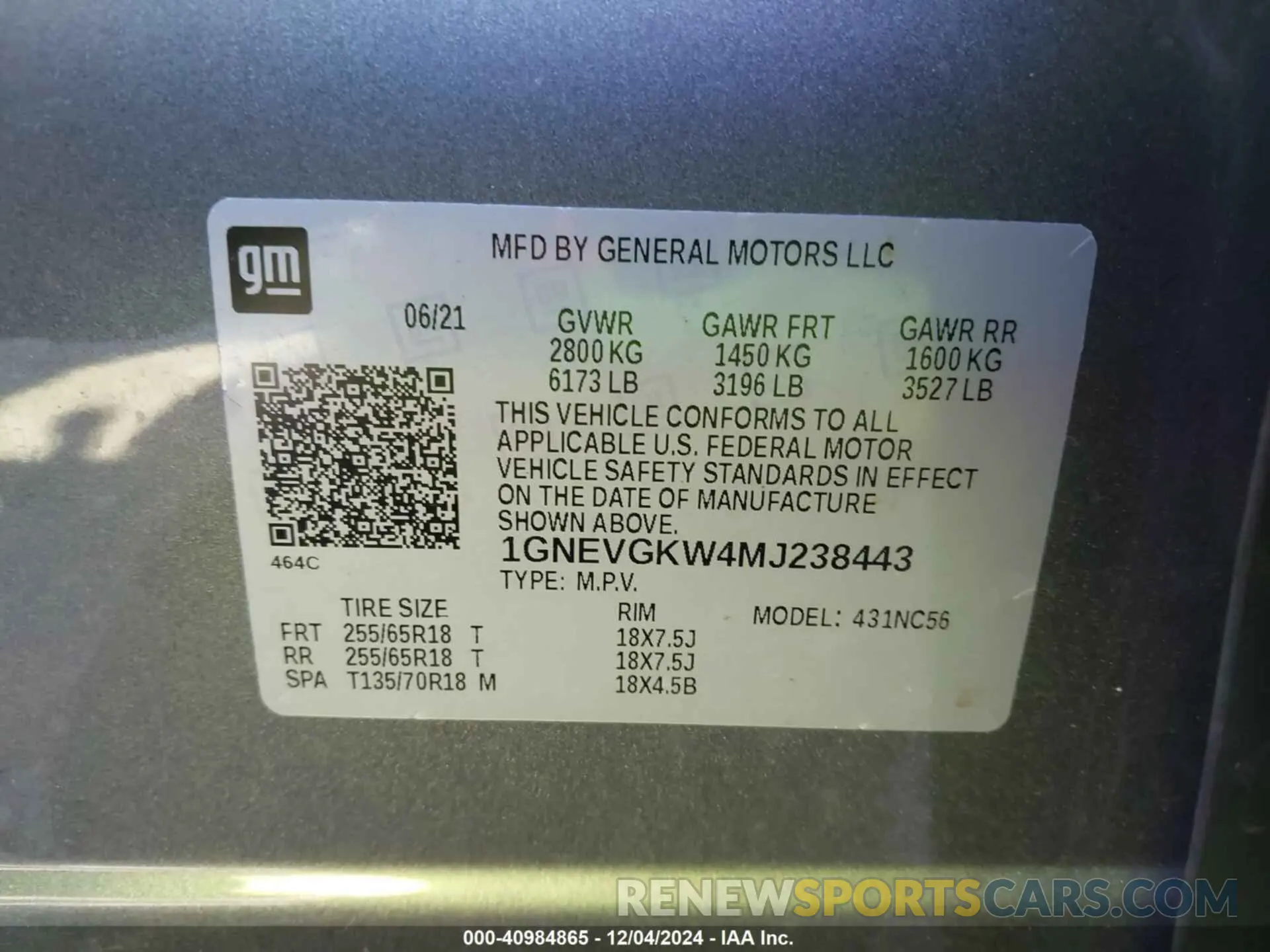9 Photograph of a damaged car 1GNEVGKW4MJ238443 CHEVROLET TRAVERSE 2021