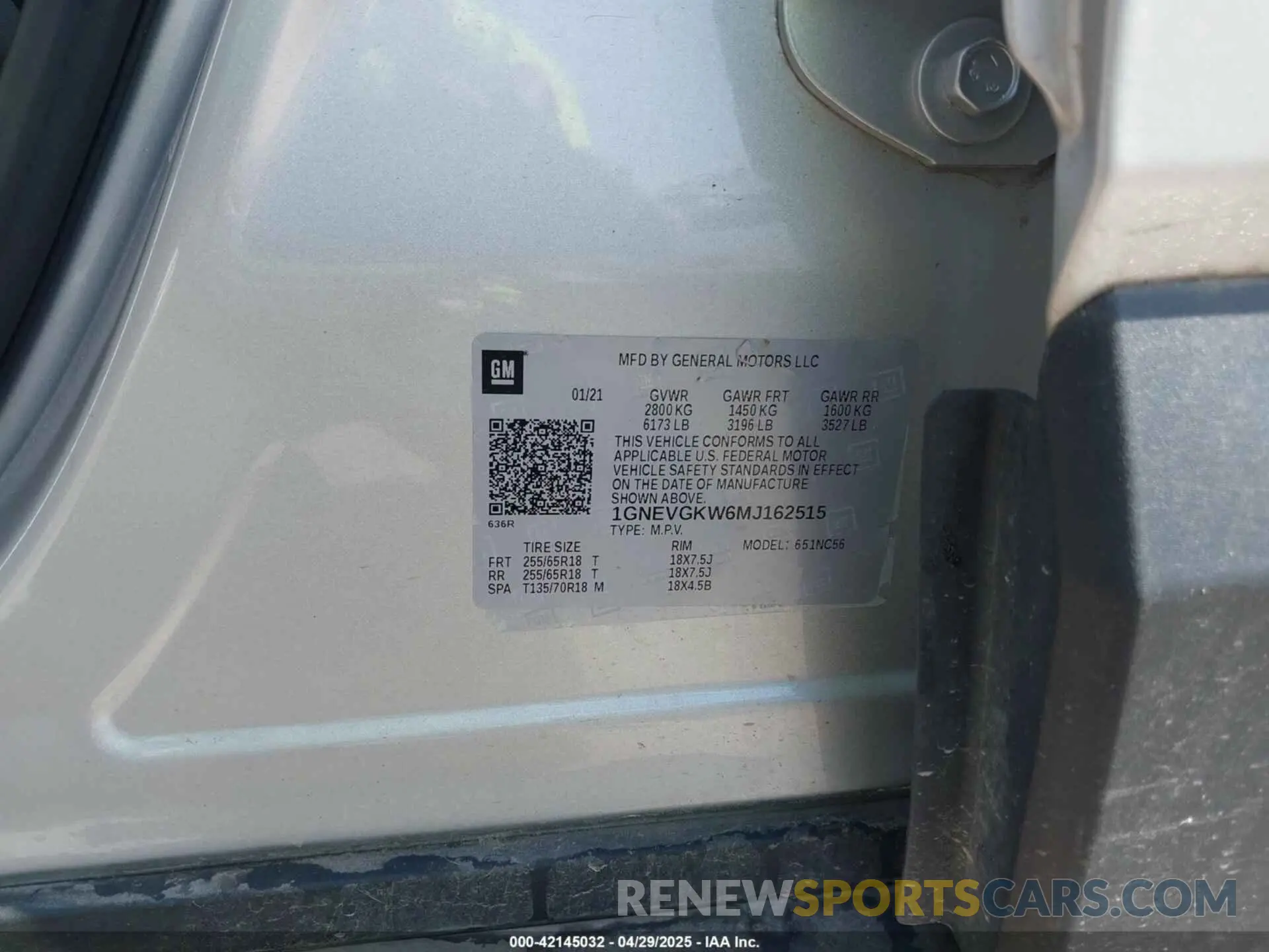 9 Фотография поврежденного автомобиля 1GNEVGKW6MJ162515 CHEVROLET TRAVERSE 2021