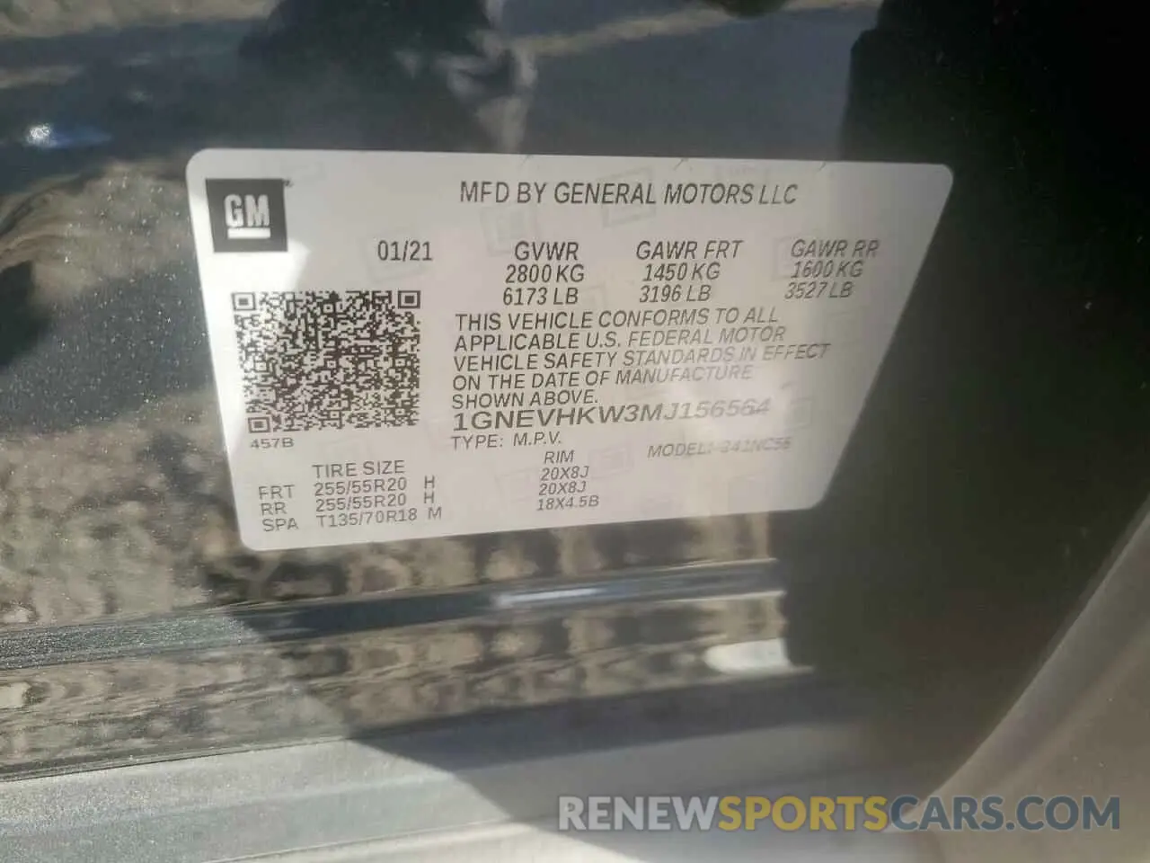 12 Photograph of a damaged car 1GNEVHKW3MJ156564 CHEVROLET TRAVERSE 2021