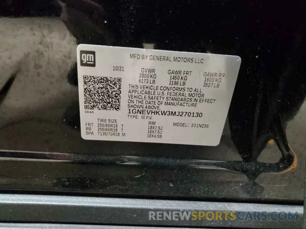13 Photograph of a damaged car 1GNEVHKW3MJ270130 CHEVROLET TRAVERSE 2021