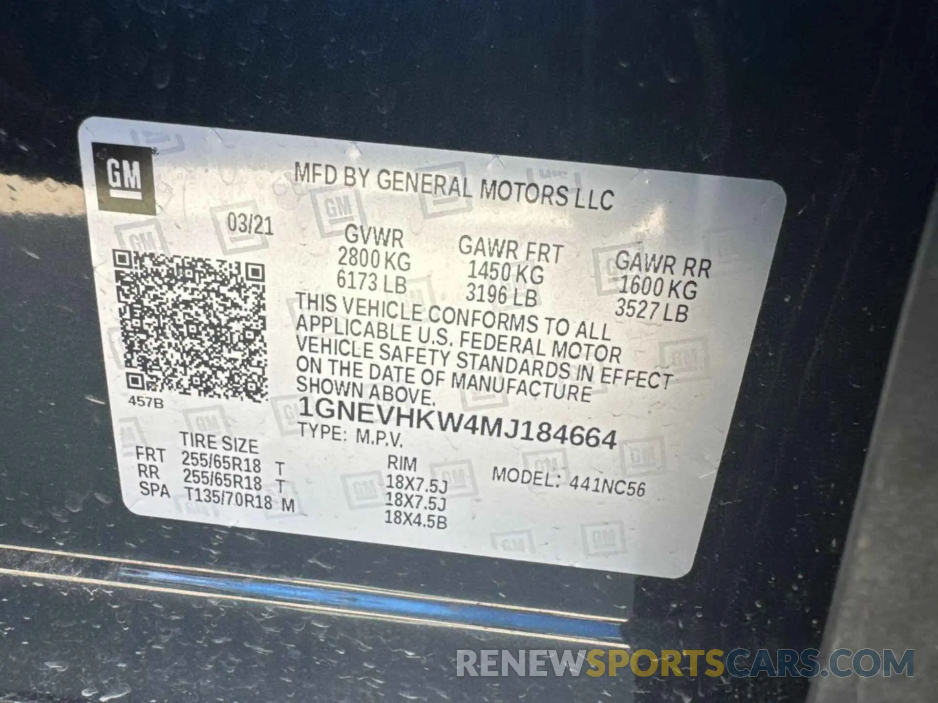 8 Фотография поврежденного автомобиля 1GNEVHKW4MJ184664 CHEVROLET TRAVERSE 2021