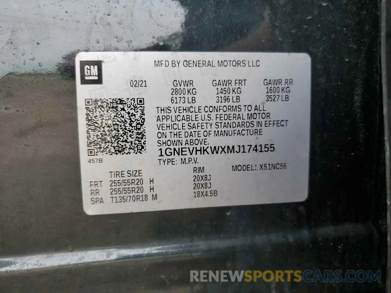 15 Photograph of a damaged car 1GNEVHKWXMJ174155 CHEVROLET TRAVERSE 2021