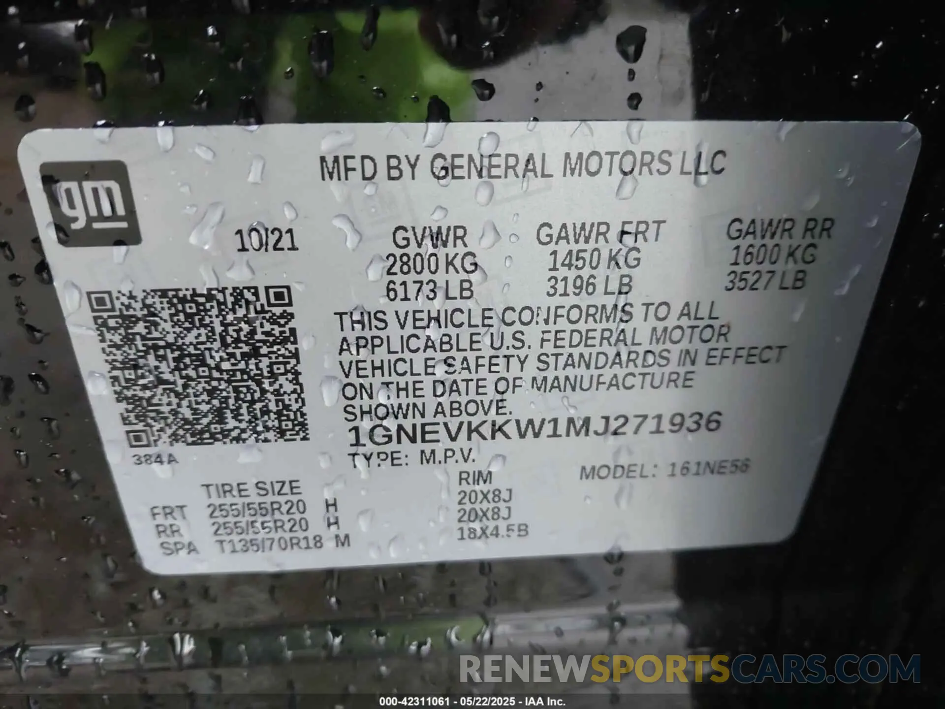 9 Фотография поврежденного автомобиля 1GNEVKKW1MJ271936 CHEVROLET TRAVERSE 2021