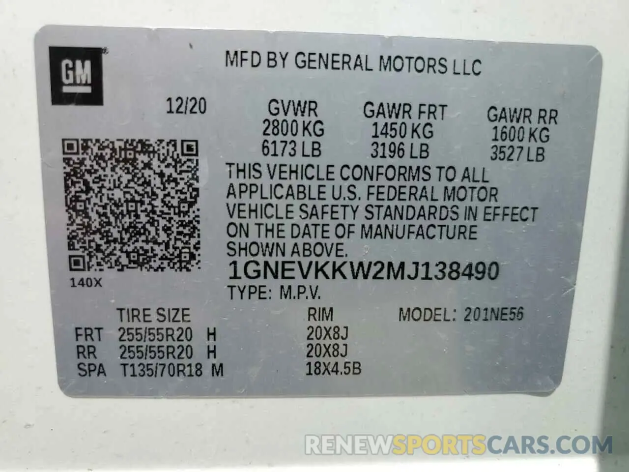 13 Фотография поврежденного автомобиля 1GNEVKKW2MJ138490 CHEVROLET TRAVERSE 2021