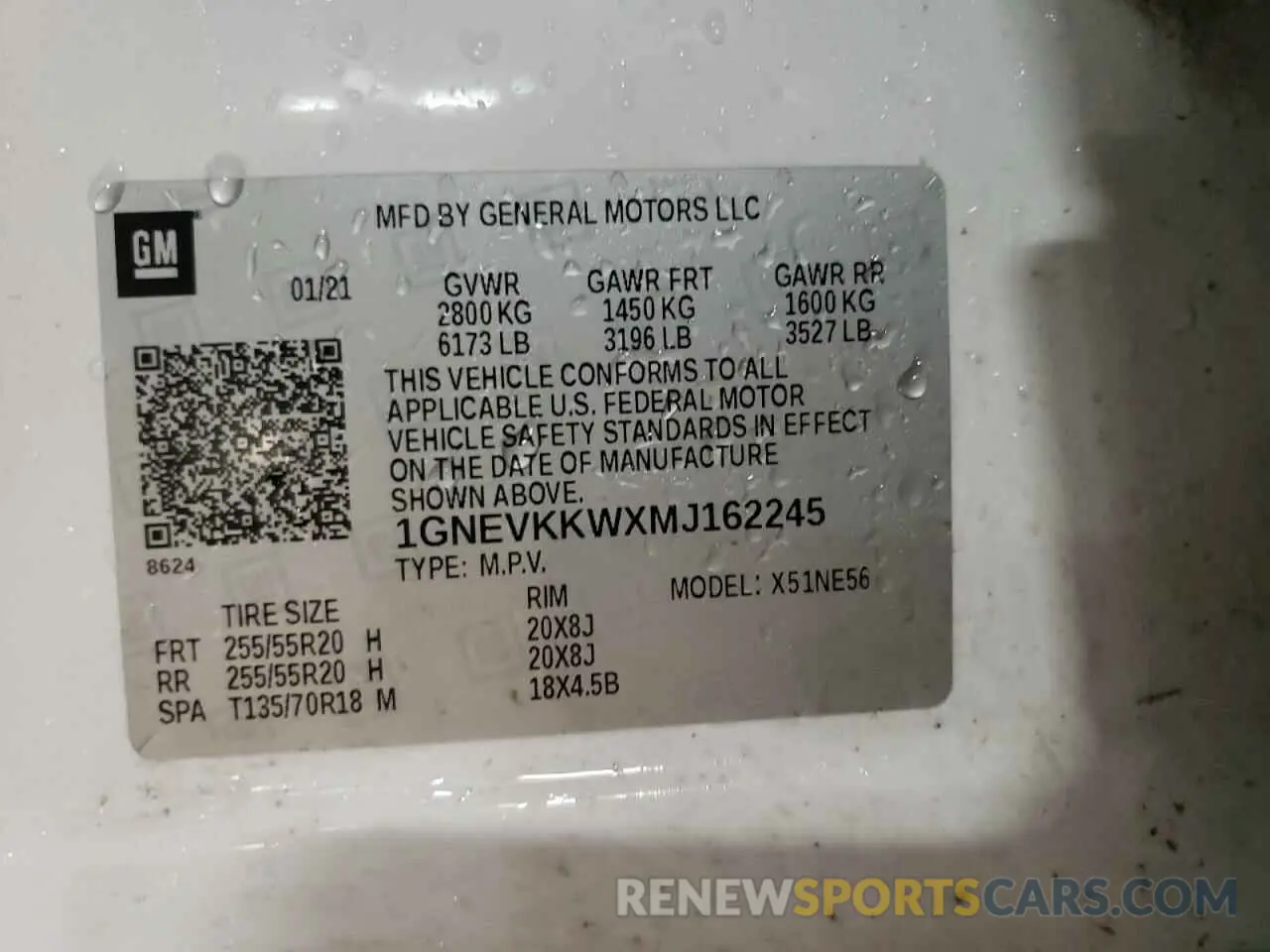 12 Photograph of a damaged car 1GNEVKKWXMJ162245 CHEVROLET TRAVERSE 2021