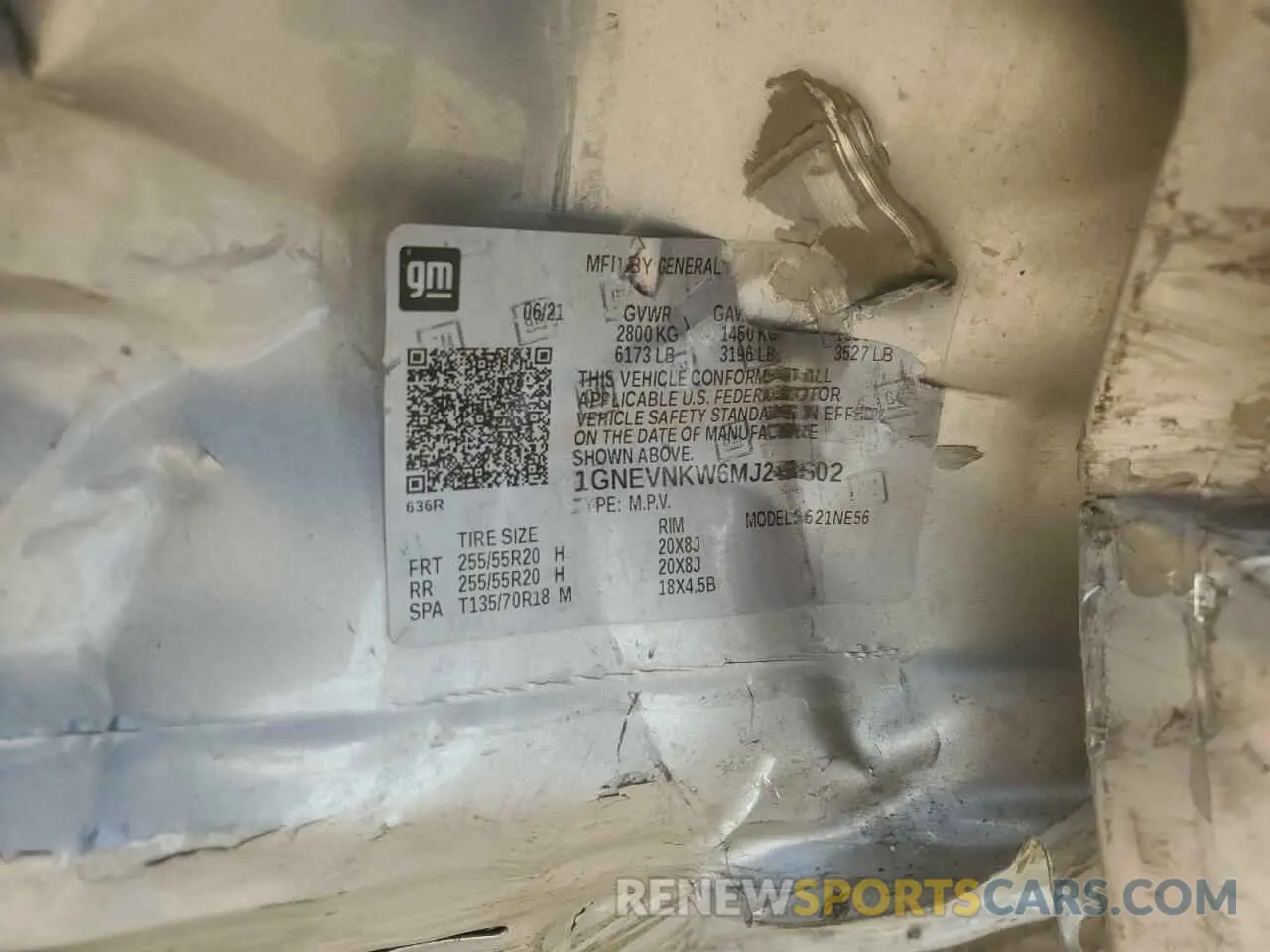 13 Photograph of a damaged car 1GNEVNKW6MJ243602 CHEVROLET TRAVERSE 2021