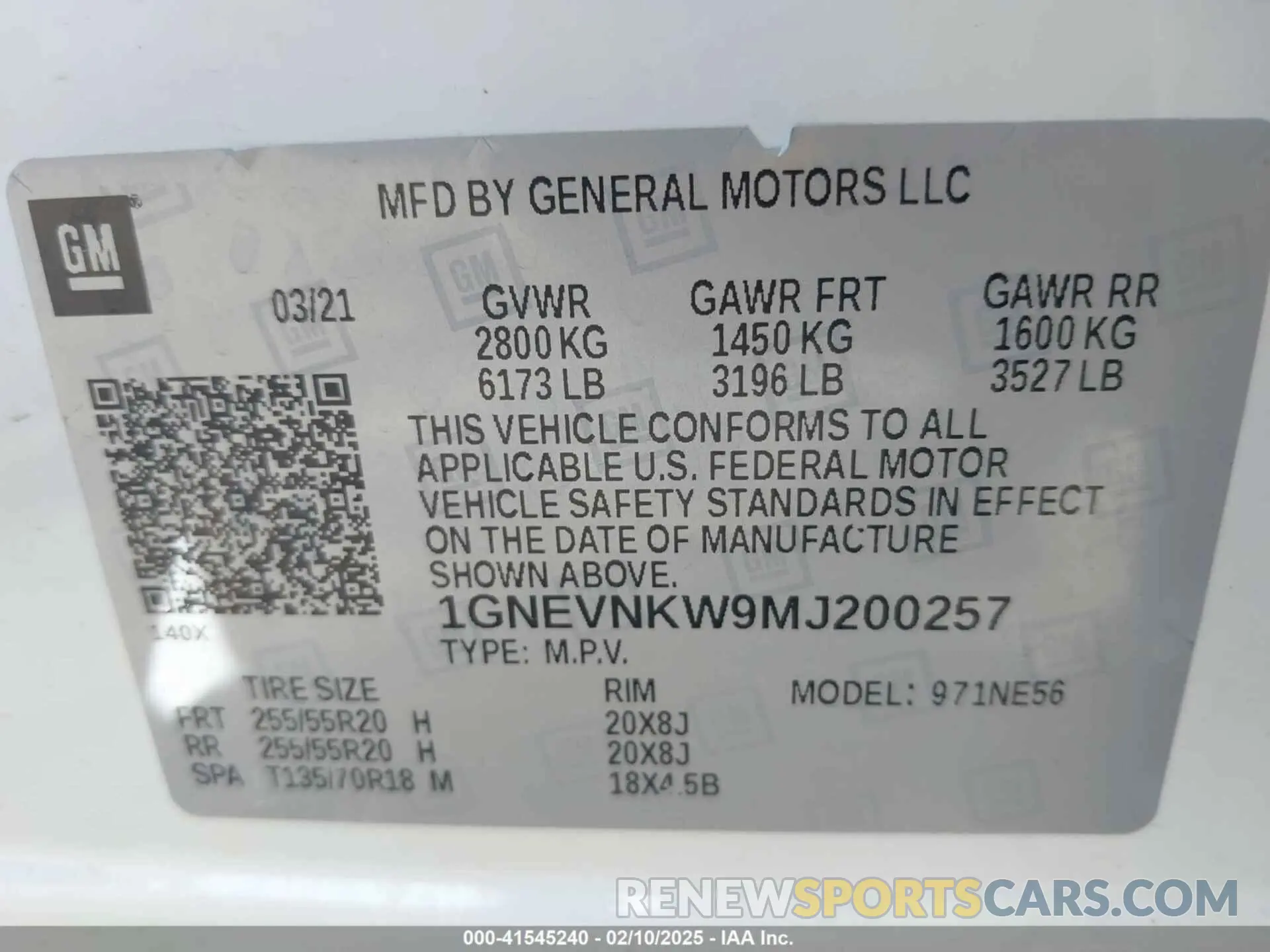 9 Photograph of a damaged car 1GNEVNKW9MJ200257 CHEVROLET TRAVERSE 2021