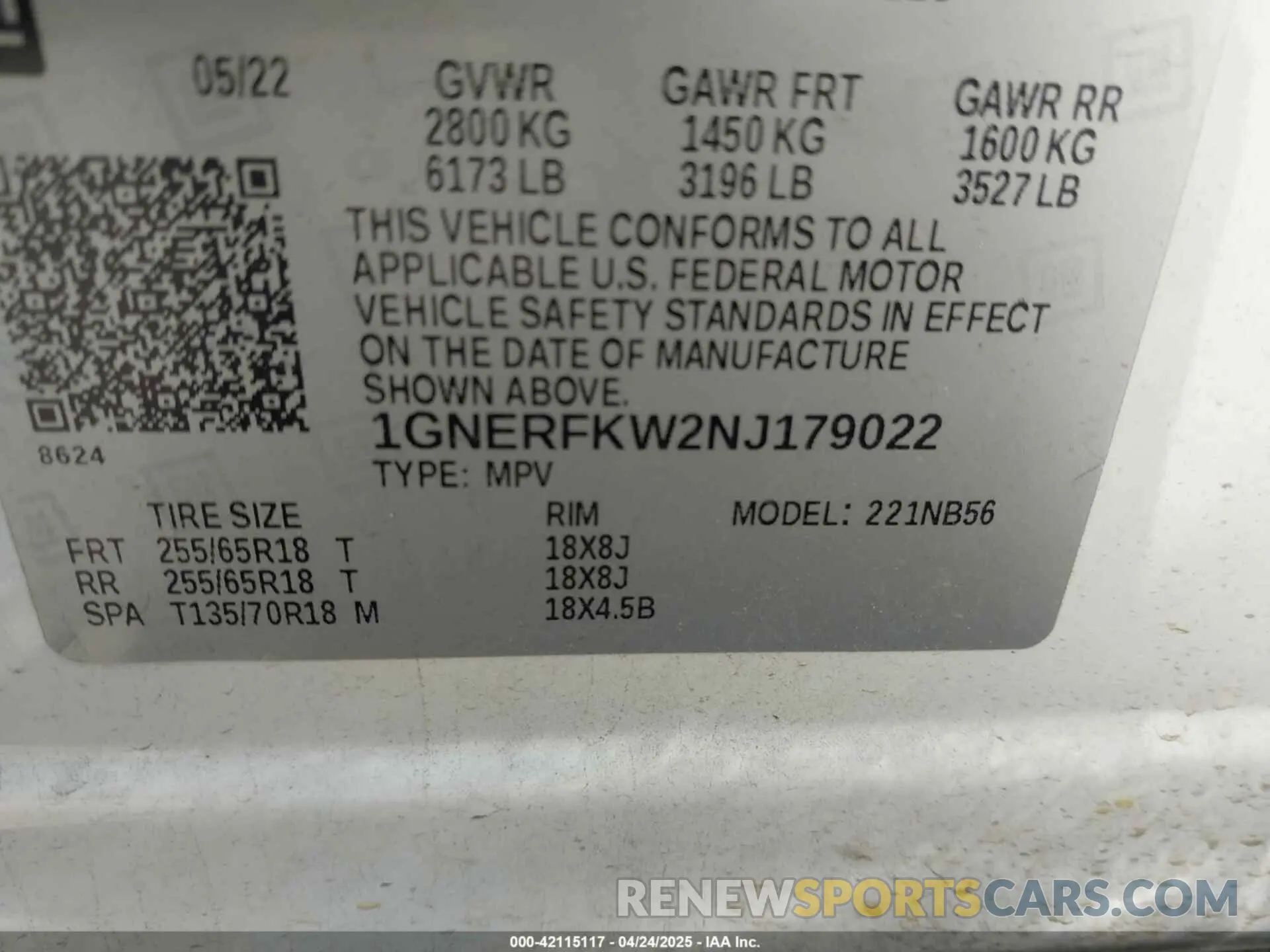 9 Фотография поврежденного автомобиля 1GNERFKW2NJ179022 CHEVROLET TRAVERSE 2022