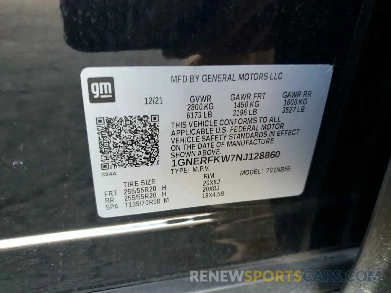 12 Photograph of a damaged car 1GNERFKW7NJ128860 CHEVROLET TRAVERSE 2022