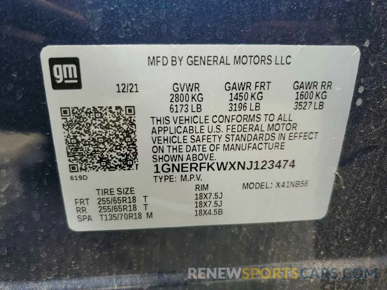 13 Фотография поврежденного автомобиля 1GNERFKWXNJ123474 CHEVROLET TRAVERSE 2022