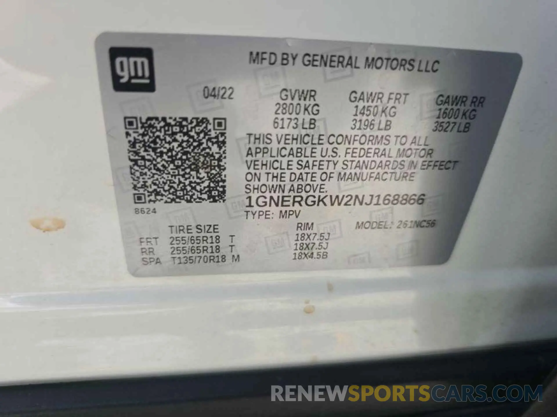13 Photograph of a damaged car 1GNERGKW2NJ168866 CHEVROLET TRAVERSE 2022
