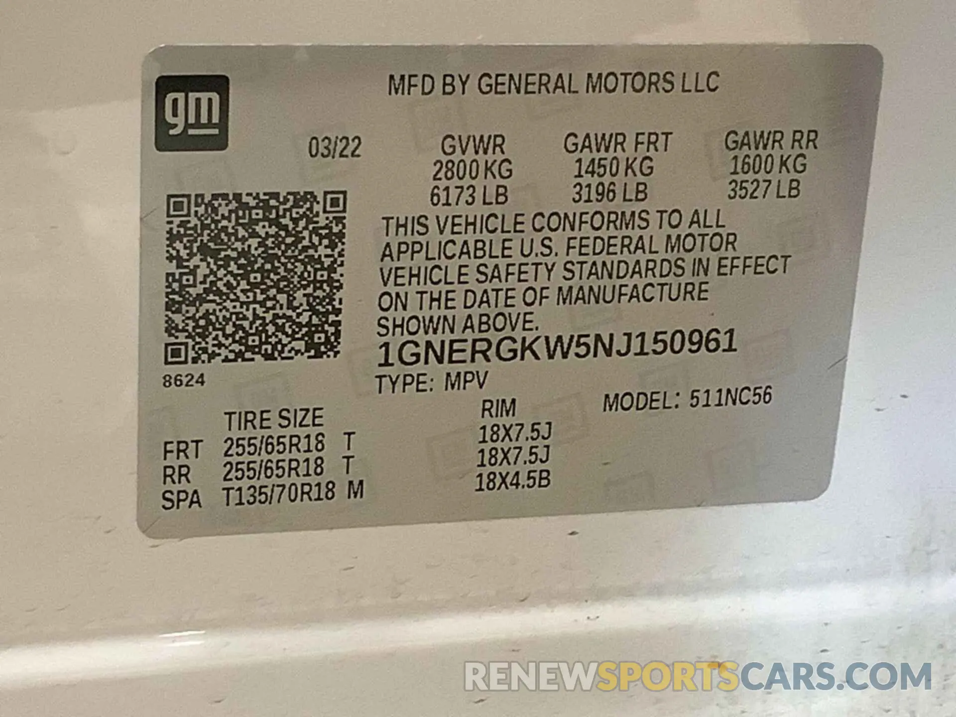 21 Photograph of a damaged car 1GNERGKW5NJ150961 CHEVROLET TRAVERSE 2022