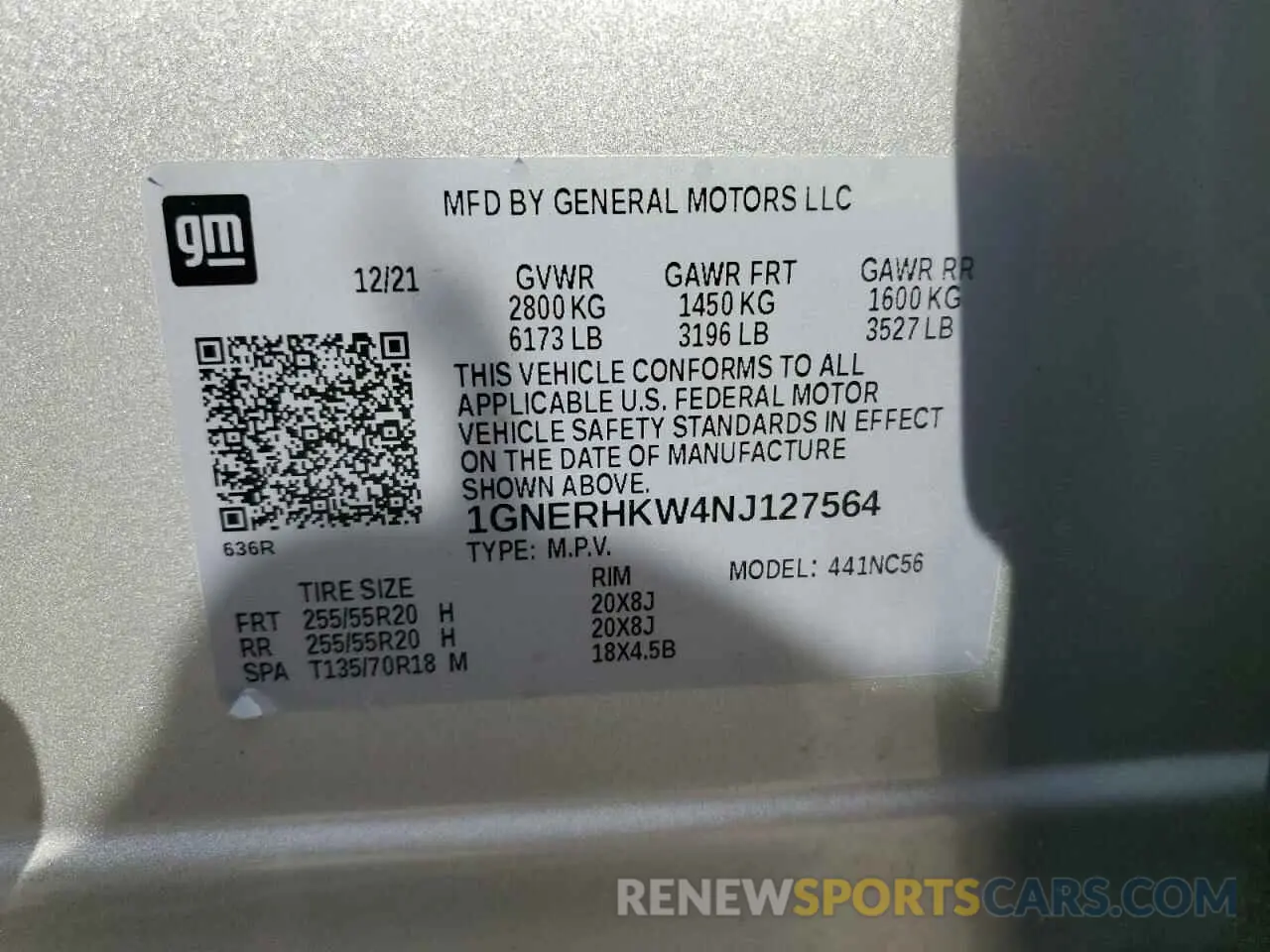 13 Photograph of a damaged car 1GNERHKW4NJ127564 CHEVROLET TRAVERSE 2022