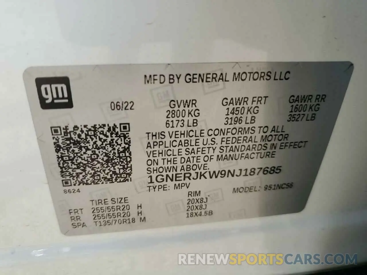 14 Photograph of a damaged car 1GNERJKW9NJ187685 CHEVROLET TRAVERSE 2022