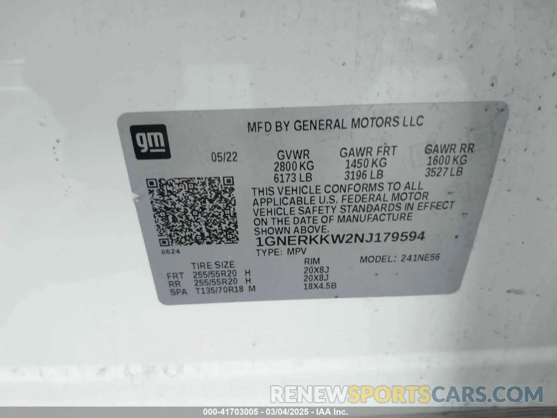 9 Photograph of a damaged car 1GNERKKW2NJ179594 CHEVROLET TRAVERSE 2022