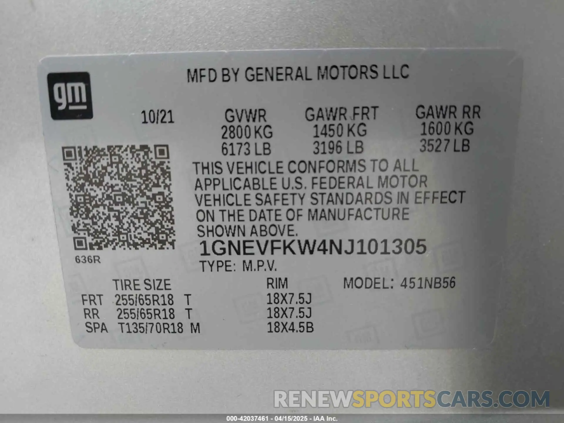 9 Фотография поврежденного автомобиля 1GNEVFKW4NJ101305 CHEVROLET TRAVERSE 2022