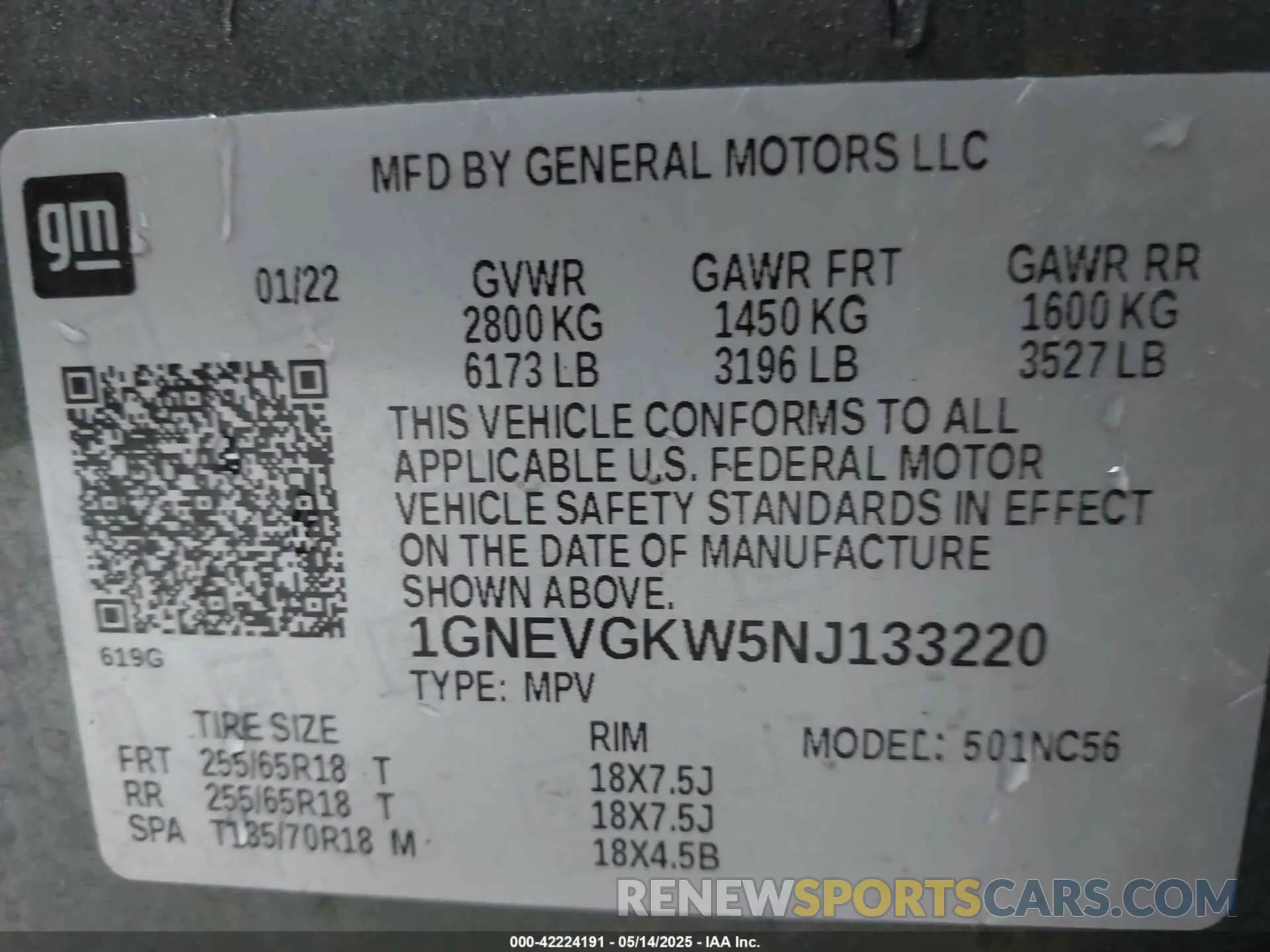 9 Photograph of a damaged car 1GNEVGKW5NJ133220 CHEVROLET TRAVERSE 2022