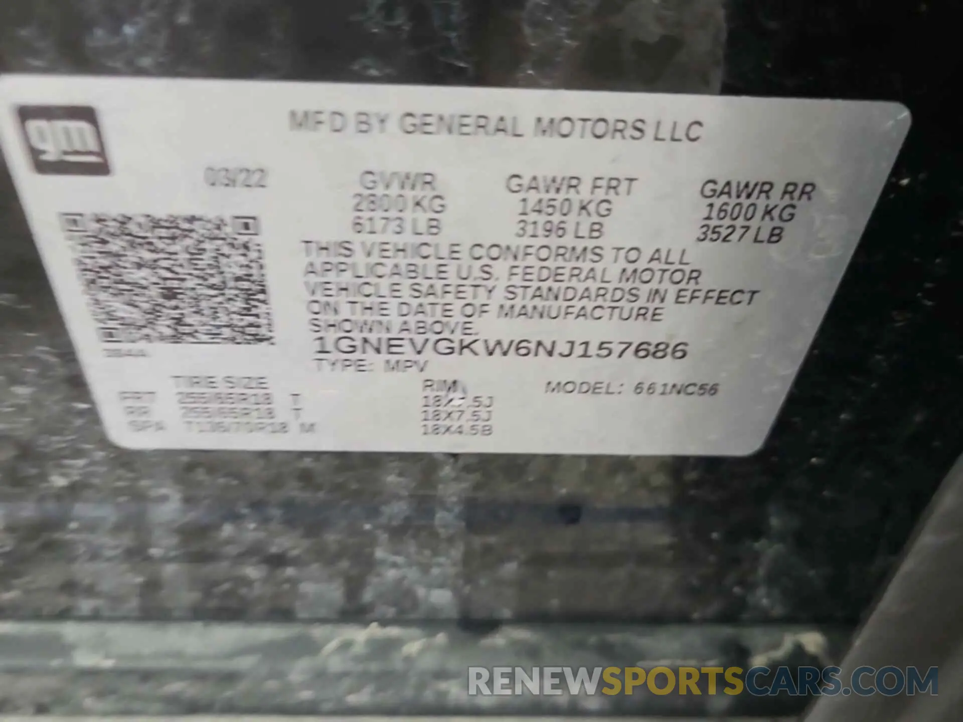17 Photograph of a damaged car 1GNEVGKW6NJ157686 CHEVROLET TRAVERSE 2022