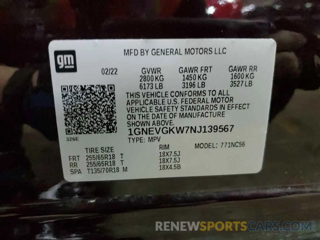 13 Photograph of a damaged car 1GNEVGKW7NJ139567 CHEVROLET TRAVERSE 2022