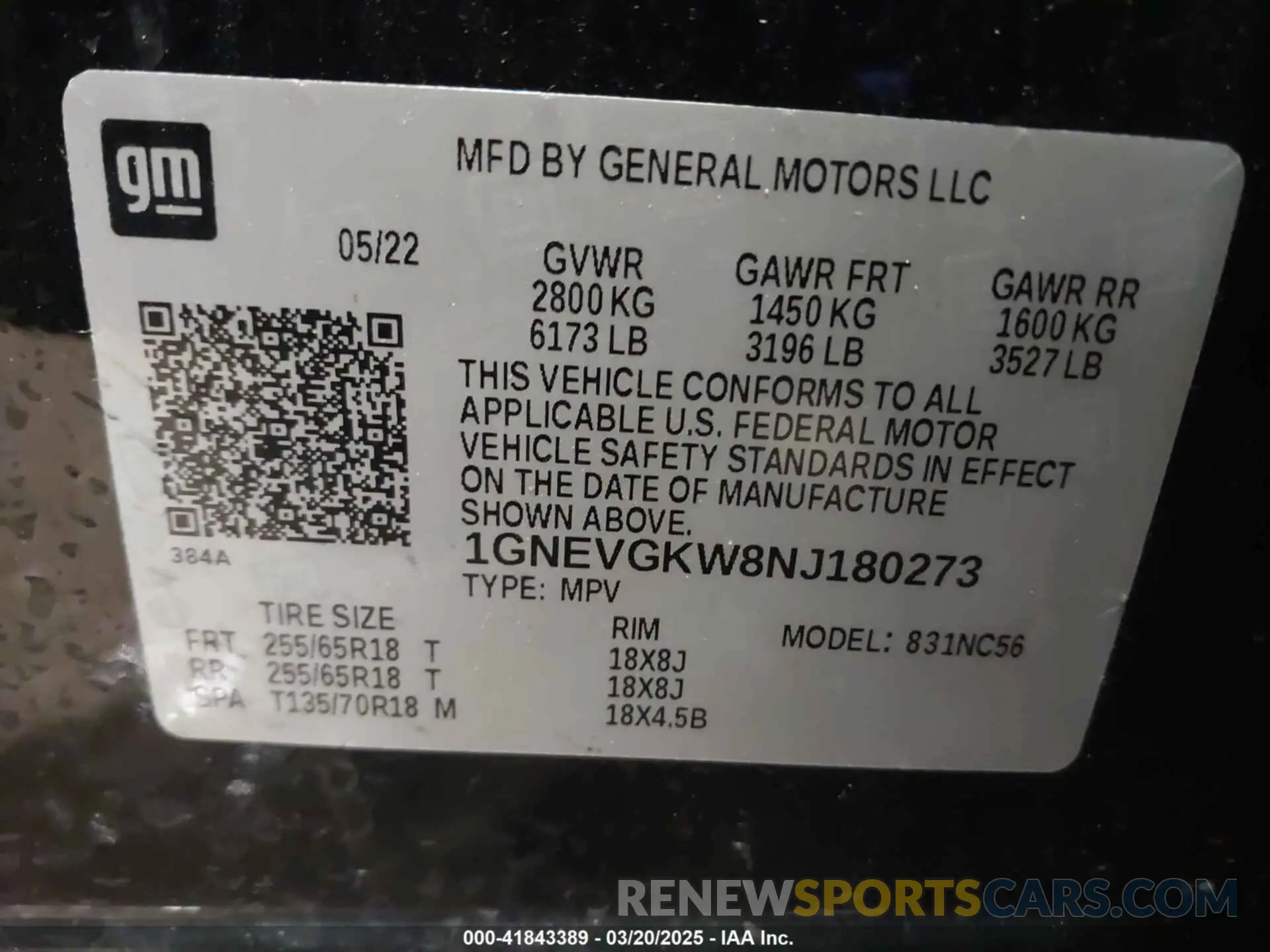 9 Photograph of a damaged car 1GNEVGKW8NJ180273 CHEVROLET TRAVERSE 2022