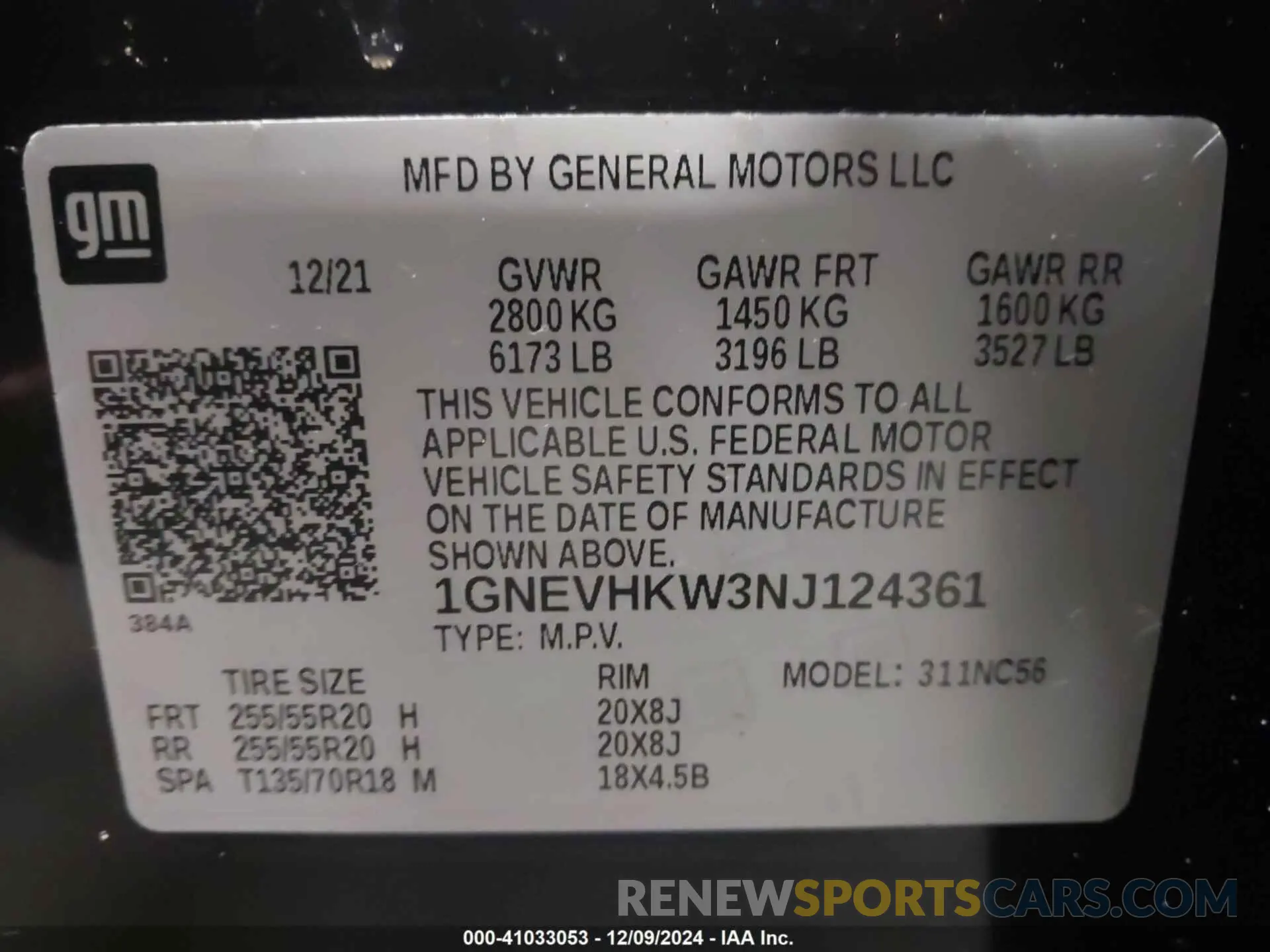 9 Photograph of a damaged car 1GNEVHKW3NJ124361 CHEVROLET TRAVERSE 2022