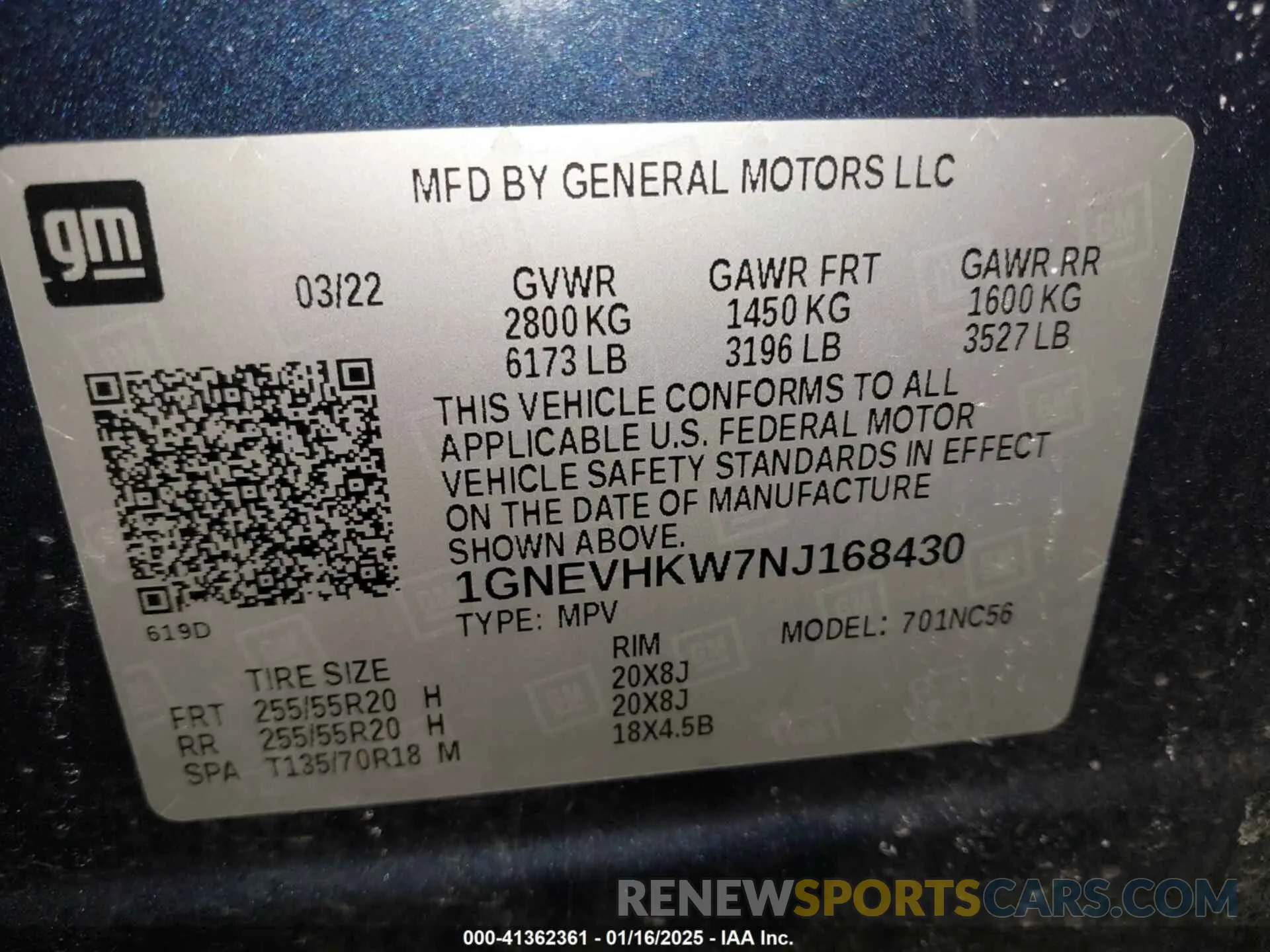 9 Photograph of a damaged car 1GNEVHKW7NJ168430 CHEVROLET TRAVERSE 2022