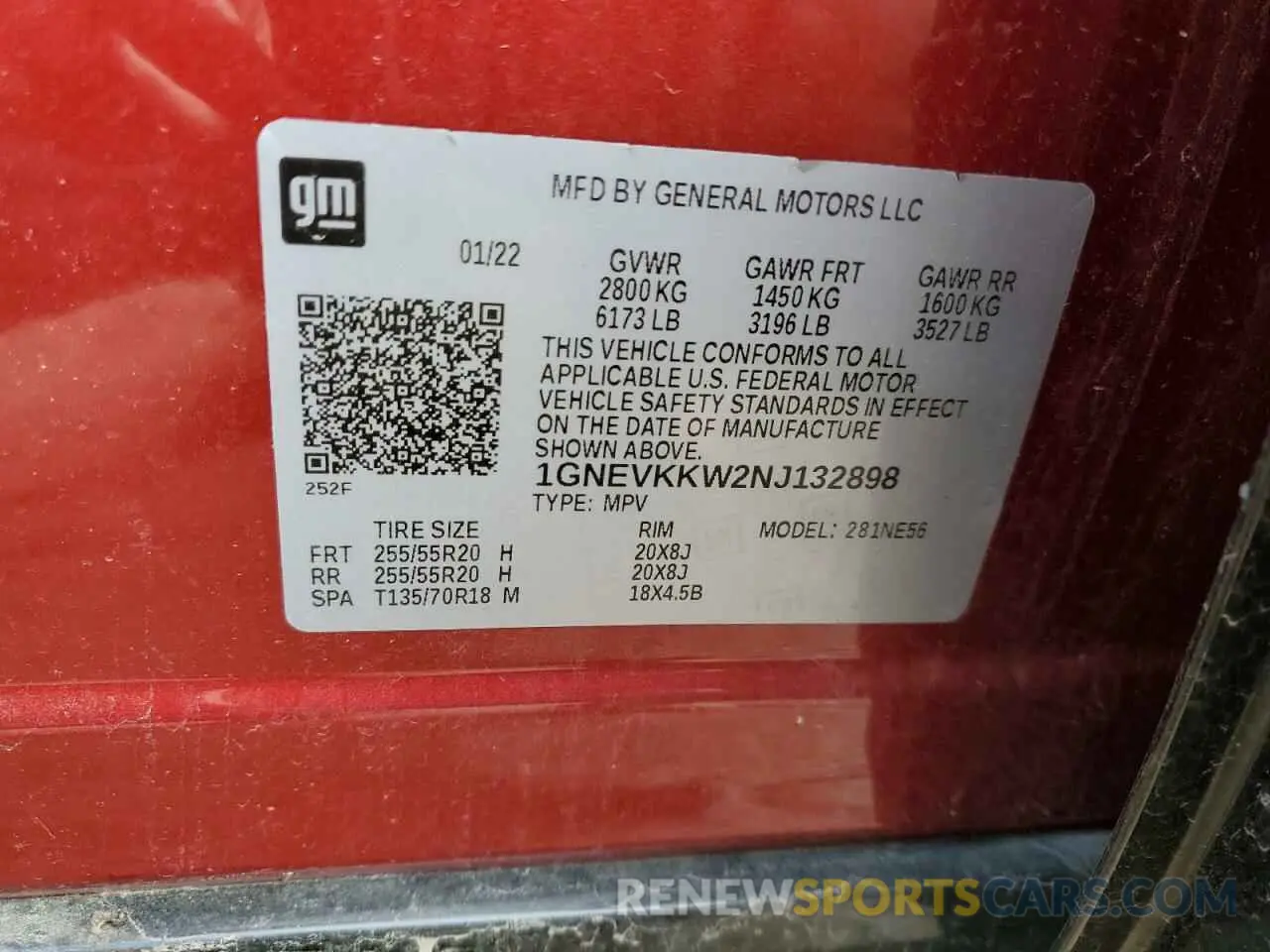 13 Photograph of a damaged car 1GNEVKKW2NJ132898 CHEVROLET TRAVERSE 2022