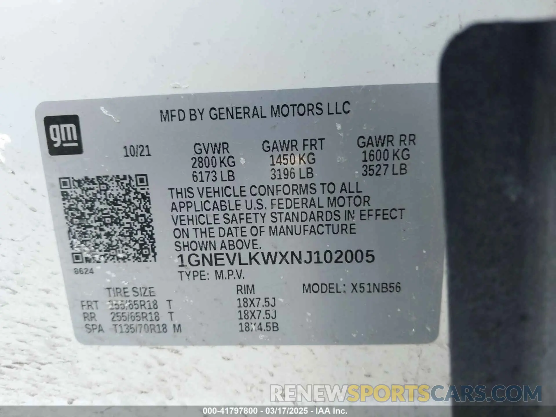 9 Photograph of a damaged car 1GNEVLKWXNJ102005 CHEVROLET TRAVERSE 2022