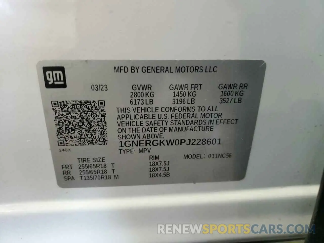 14 Photograph of a damaged car 1GNERGKW0PJ228601 CHEVROLET TRAVERSE 2023