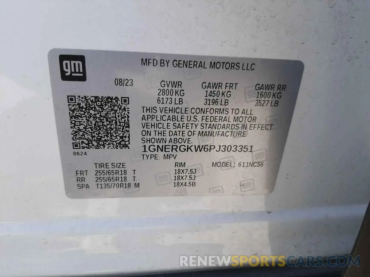 14 Фотография поврежденного автомобиля 1GNERGKW6PJ303351 CHEVROLET TRAVERSE 2023