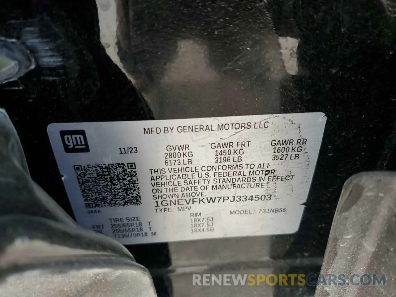 13 Фотография поврежденного автомобиля 1GNEVFKW7PJ334503 CHEVROLET TRAVERSE 2023