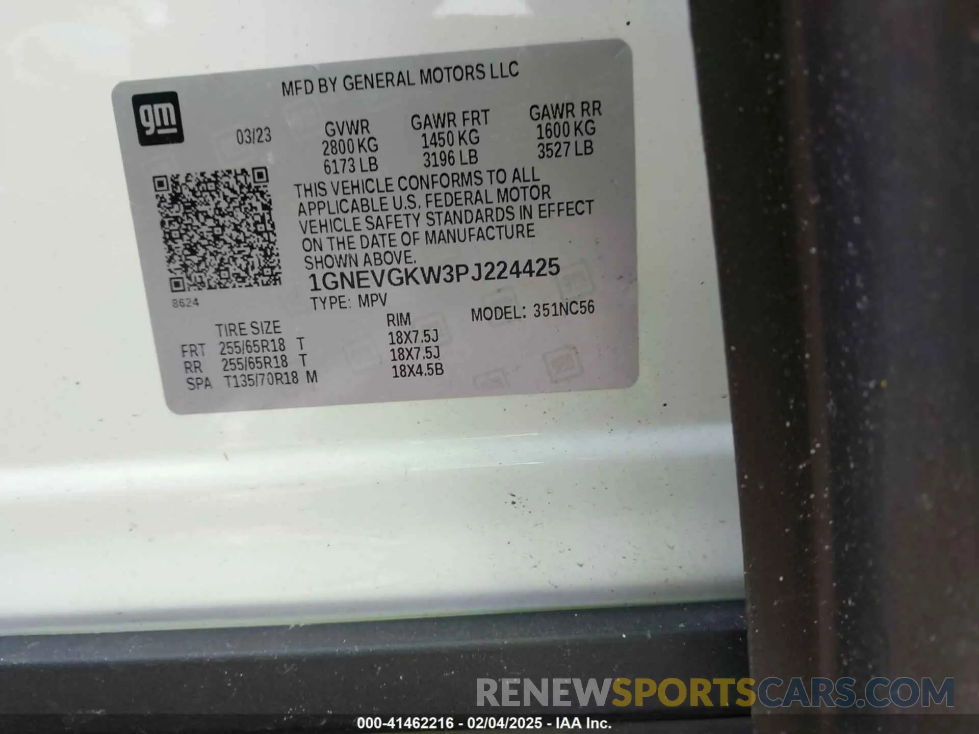 9 Photograph of a damaged car 1GNEVGKW3PJ224425 CHEVROLET TRAVERSE 2023