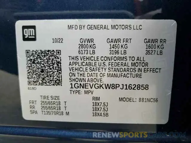 14 Photograph of a damaged car 1GNEVGKW8PJ162858 CHEVROLET TRAVERSE 2023