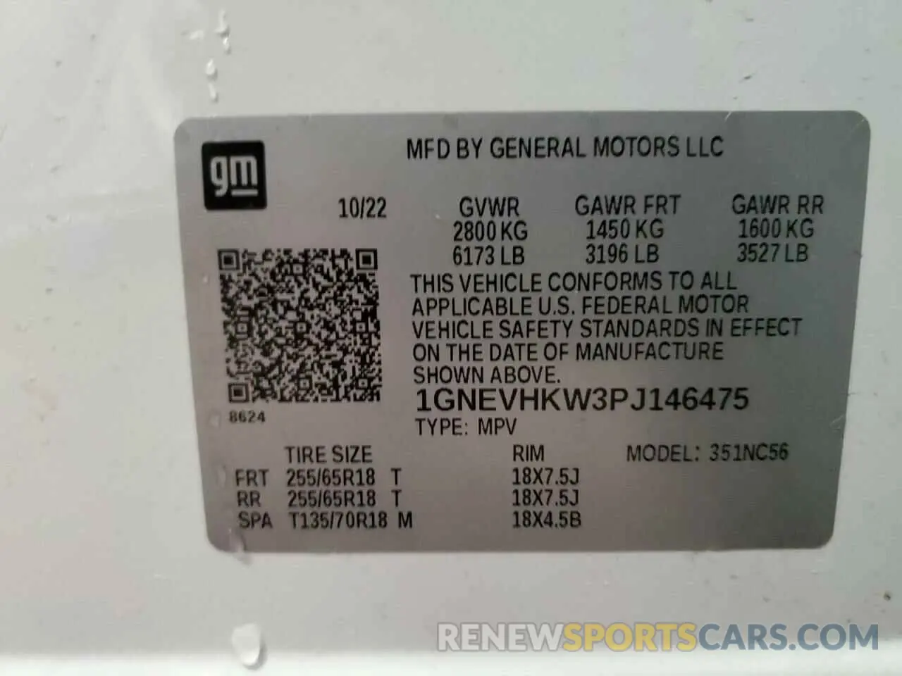 13 Фотография поврежденного автомобиля 1GNEVHKW3PJ146475 CHEVROLET TRAVERSE 2023
