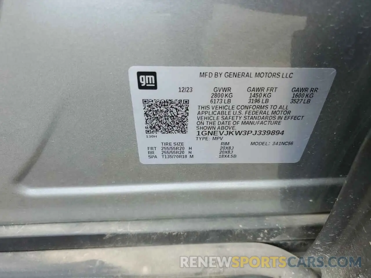 14 Photograph of a damaged car 1GNEVJKW3PJ339894 CHEVROLET TRAVERSE 2023