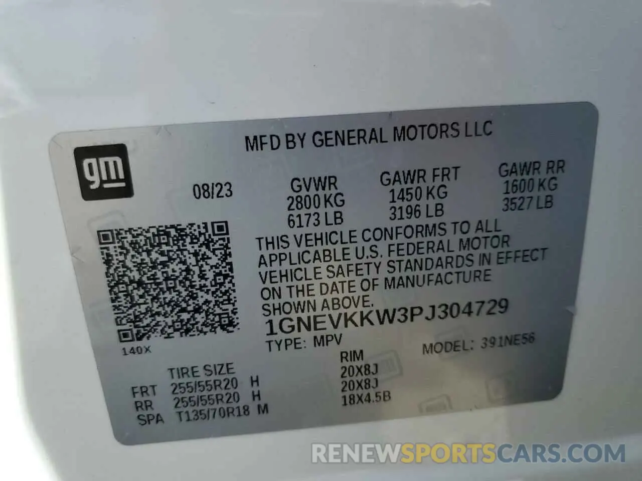14 Фотография поврежденного автомобиля 1GNEVKKW3PJ304729 CHEVROLET TRAVERSE 2023