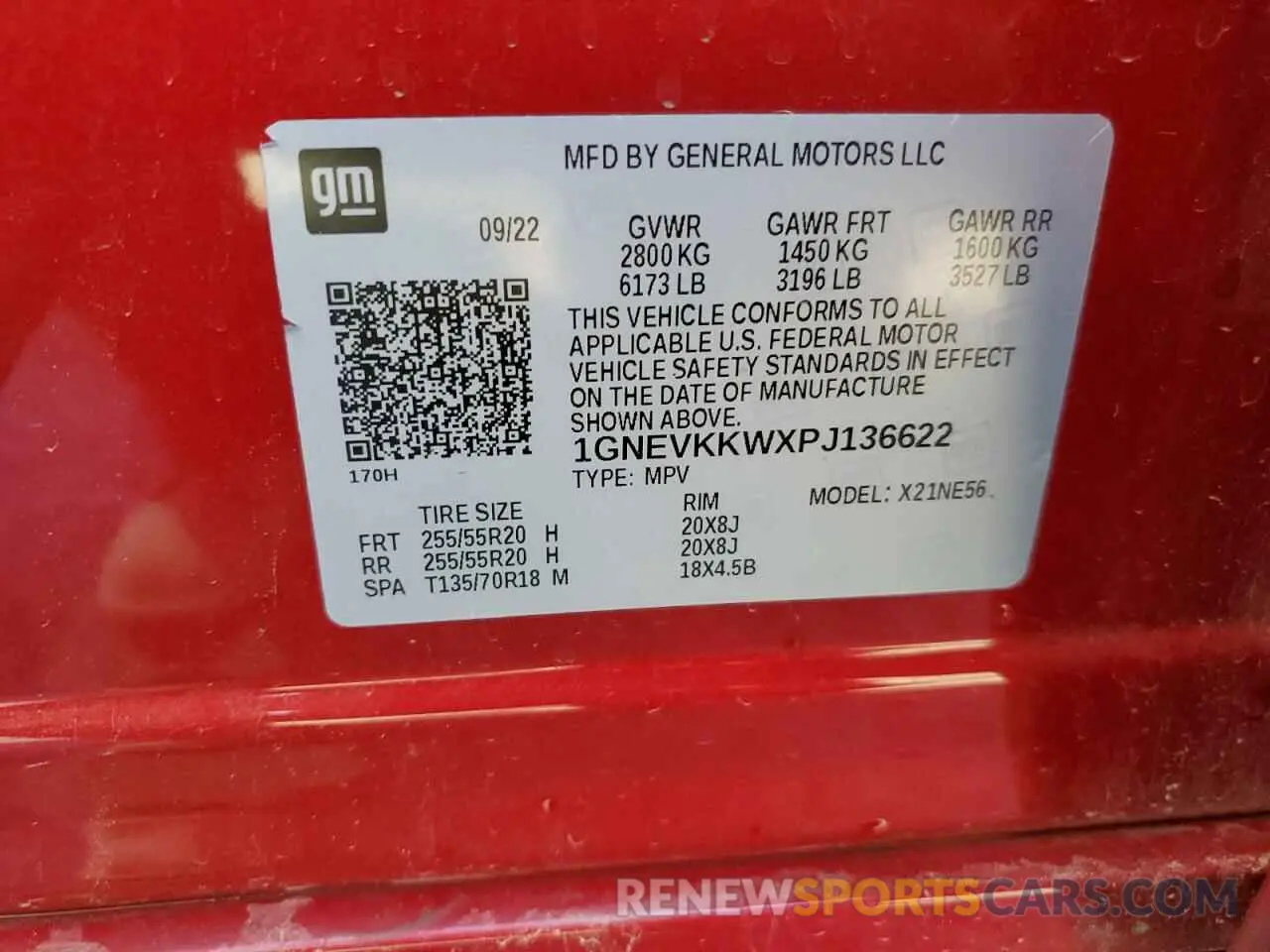 14 Photograph of a damaged car 1GNEVKKWXPJ136622 CHEVROLET TRAVERSE 2023