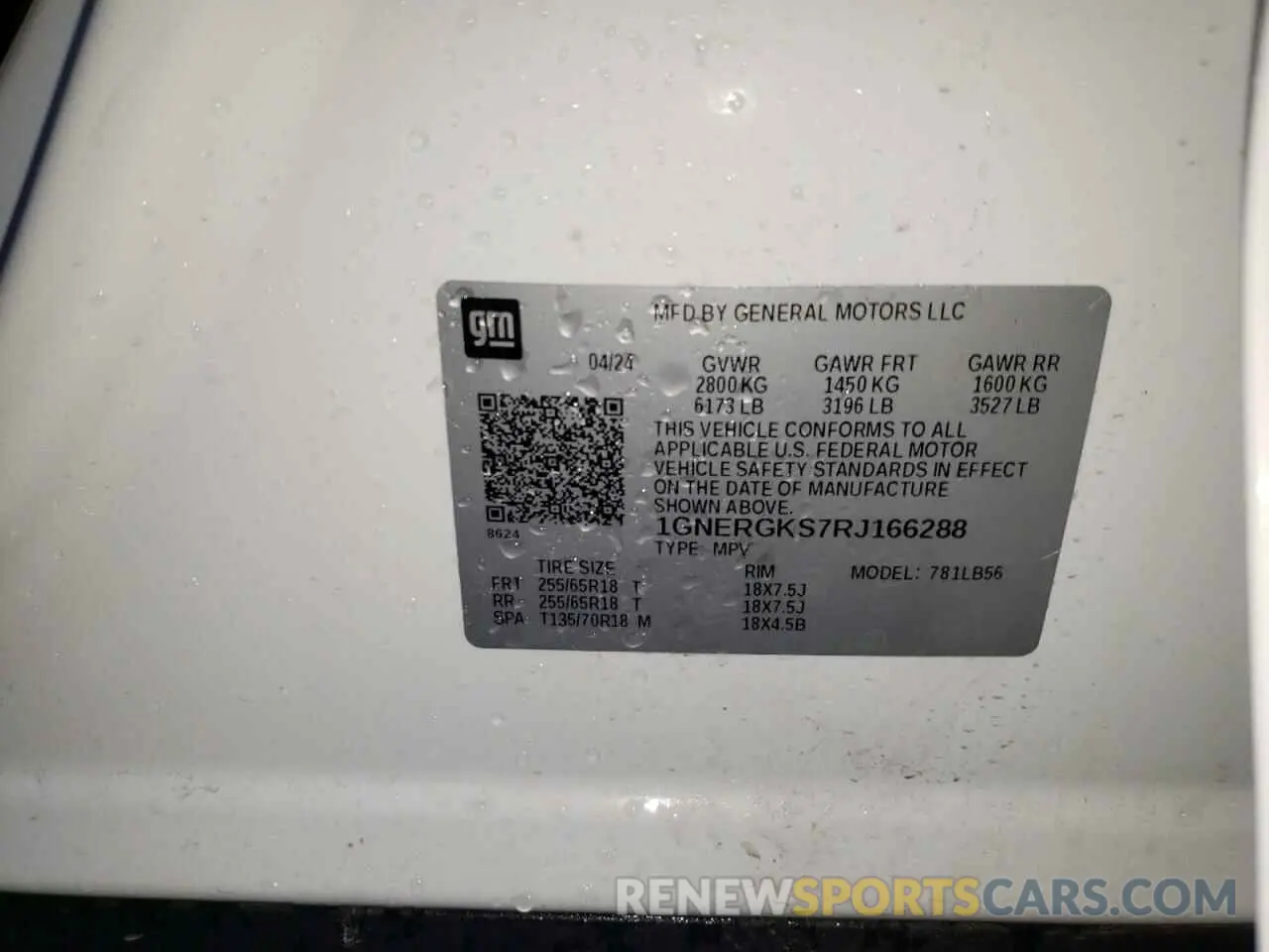13 Photograph of a damaged car 1GNERGKS7RJ166288 CHEVROLET TRAVERSE 2024